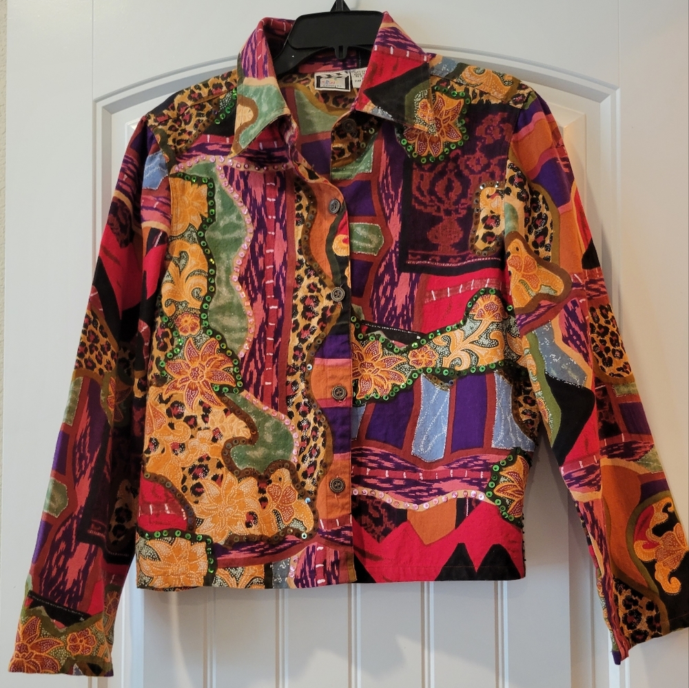 Take Two Multi-Colors+Patterns Button Shirt Xl - image 5